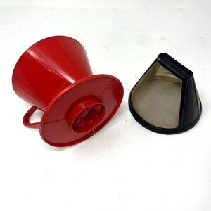 Red Fino Pour Over Cone [No 2-Size] w/ Gold Permanent Filter Holland